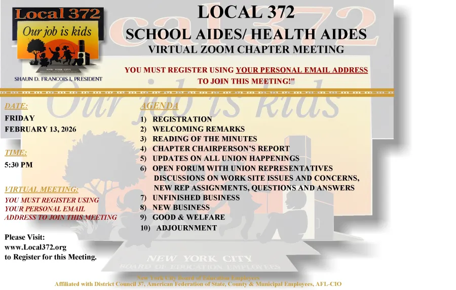 Local 372 School Aides / Health Aides Chapter Meeting