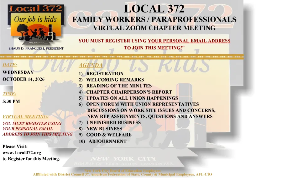 Local 372 Family Workers / Paraprofessionals Chapter Meeting