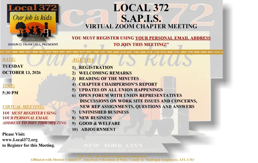 Local 372 S.A.P.I.S. Chapter Meeting