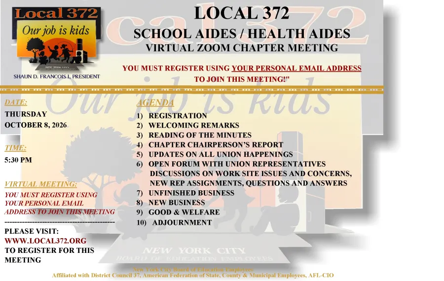 Local 372 School Aides / Health Aides Chapter Meeting
