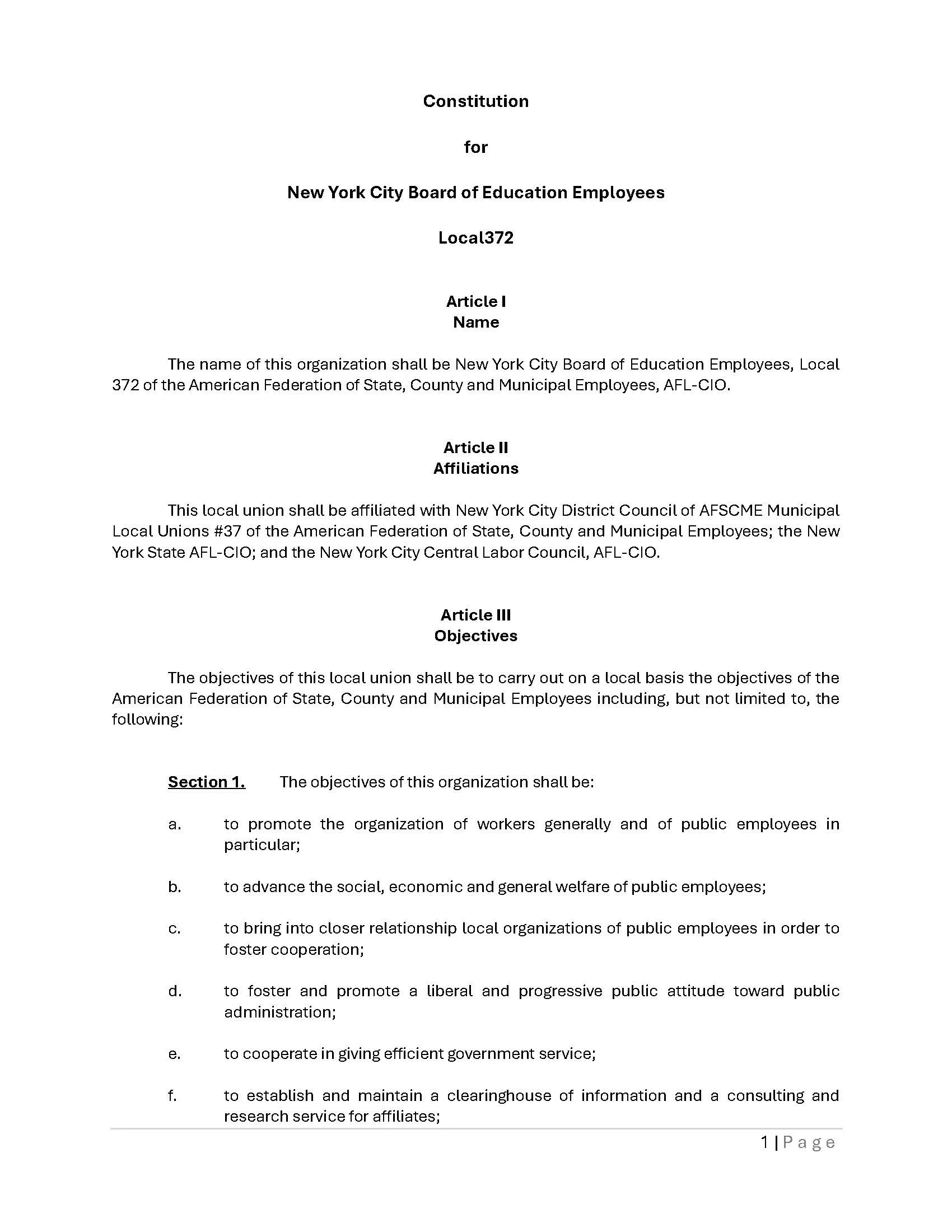 Local 372 Constitution - Page 1